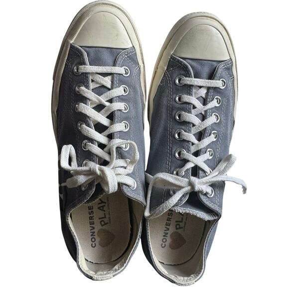 Comme des Garçons Play x Converse Chuck 70 Low Sneakers Gray Black Size 11 - Picture 7 of 11